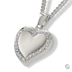 Assieraad zilver hart schuin met steentjes