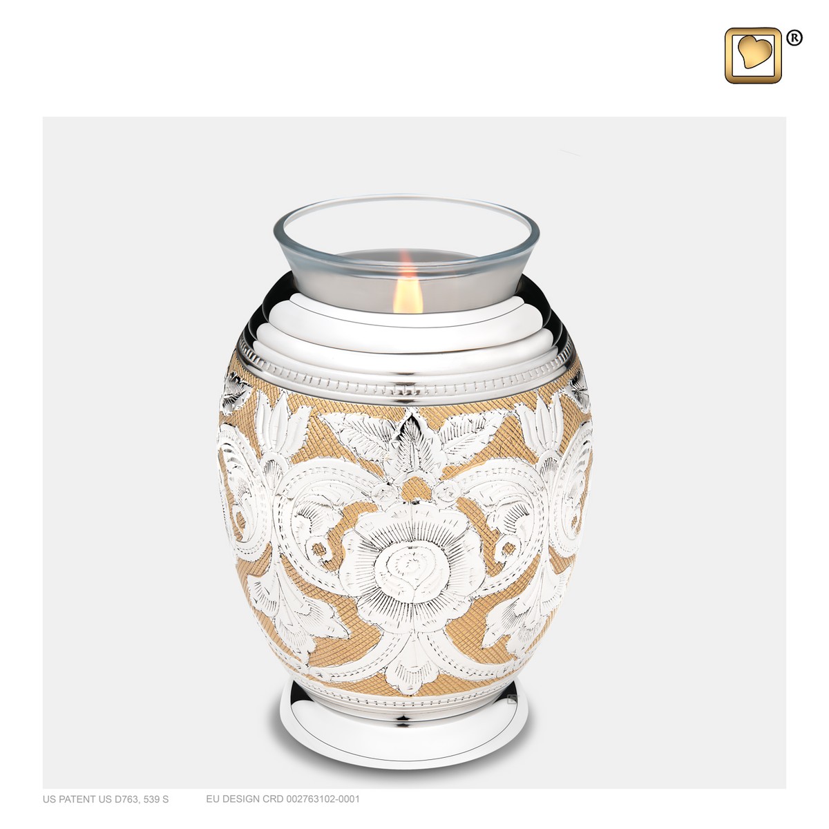 Elegant Floral Tealight urn Pol silver